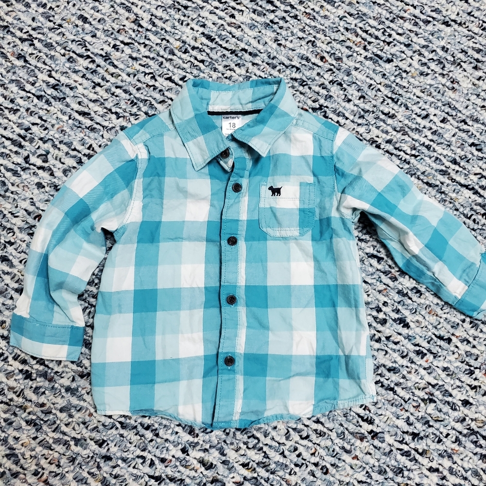 *Sold*Aqua plaid shirt
